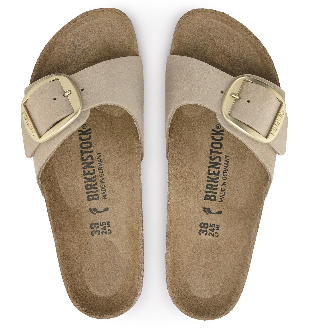 Birkenstock Madrid Big-Buckle Sandals Sandcastle Nubuck Leather Women’s EU 37-41