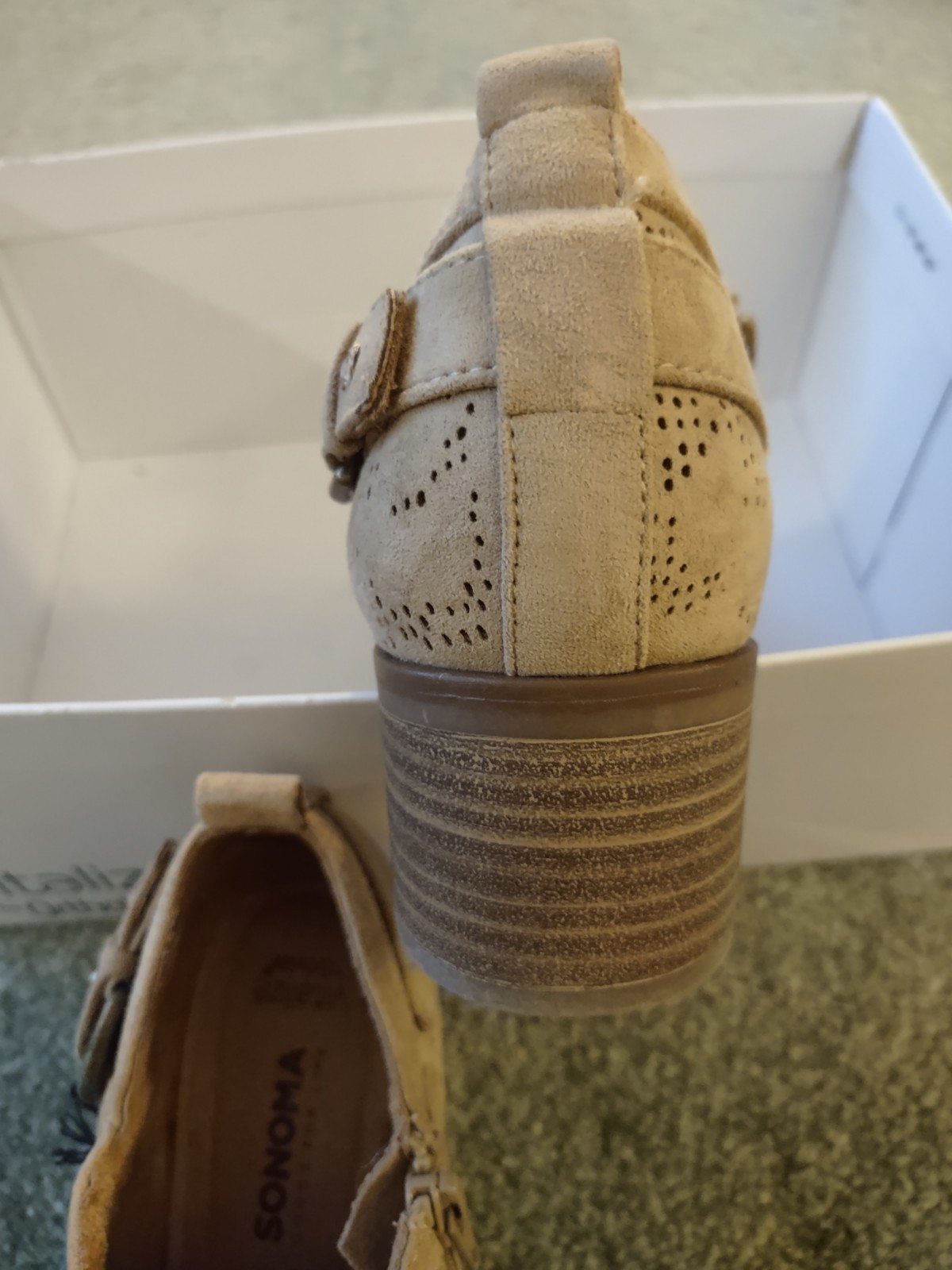 Misses Faux Suede Taupe Booties, Zip, Ortholite Cushion, 2-inch Heel, 5 1/2, New