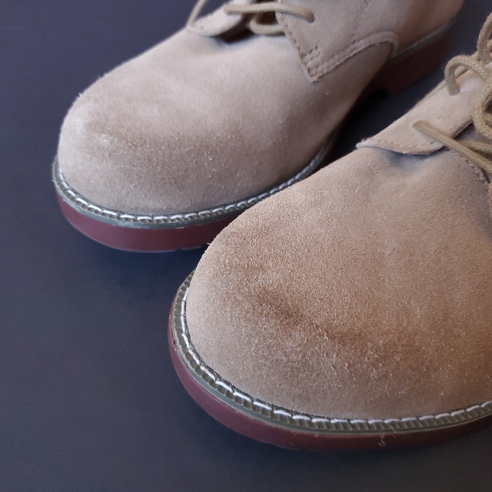 School Issue Suede Leather Shoes Womens 8 M Tan Semester Casual Oxford Uniform