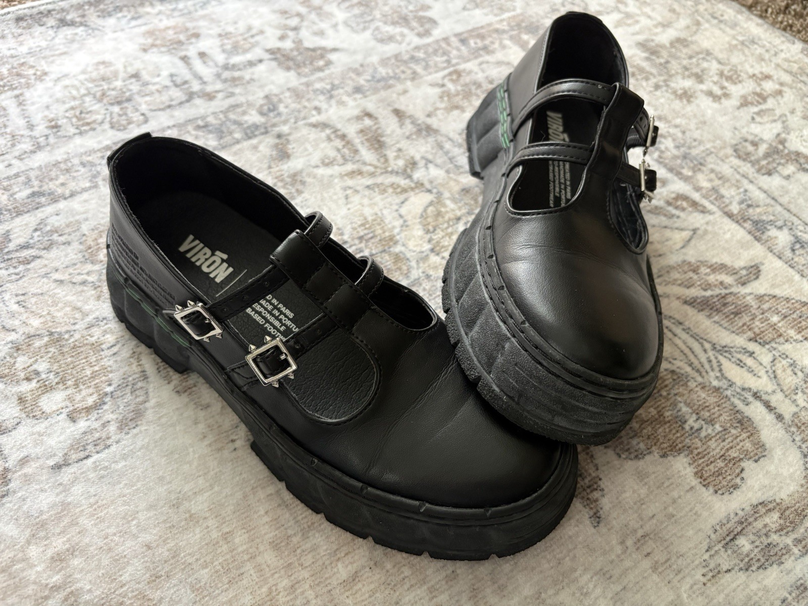 Virón Women’s Black 2001 Apple Mary Jane Loafers Oxford Shoes Size 37 US 7 7.5