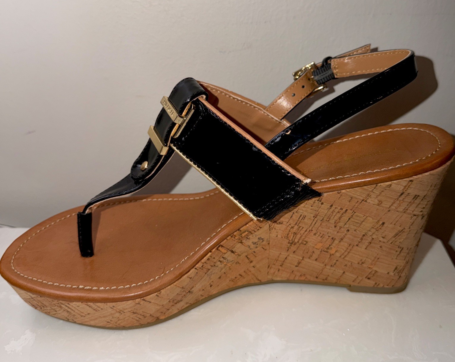 Women’s Tommy Hilfiger NWOT Size 8 Black Sling back Cork Wedge