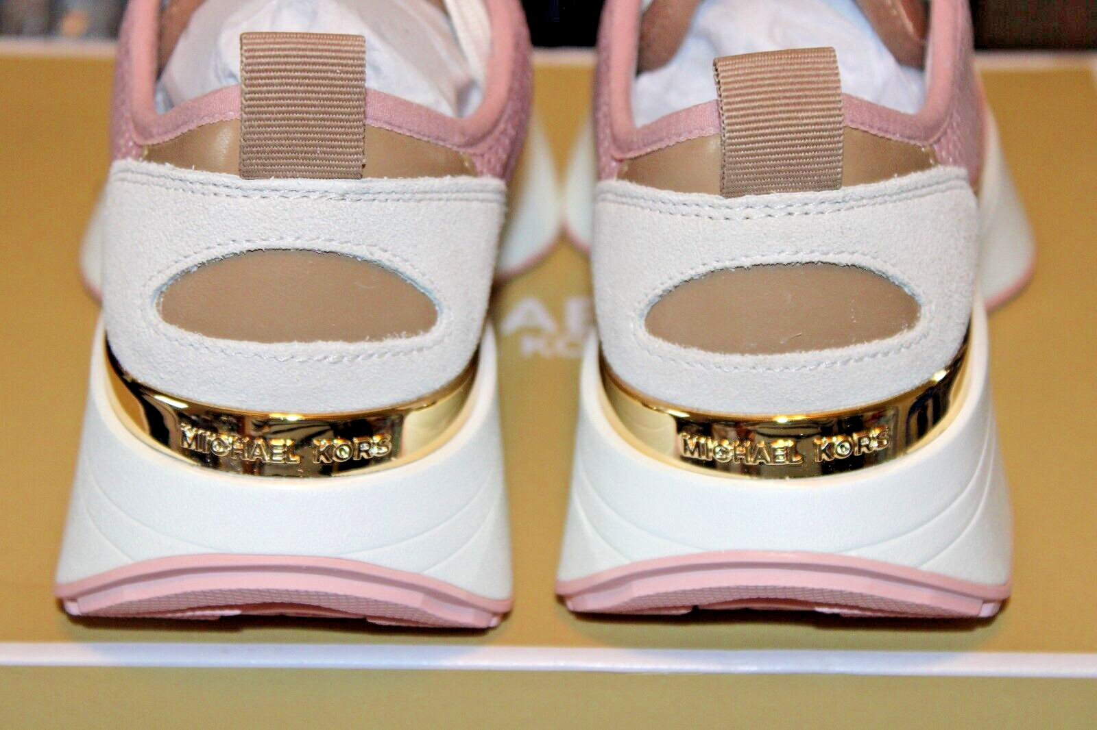 Michael Kors Pink Multi Athletic Shoes Flynn Trainer Oval Air Mesh Size US 6.5 M