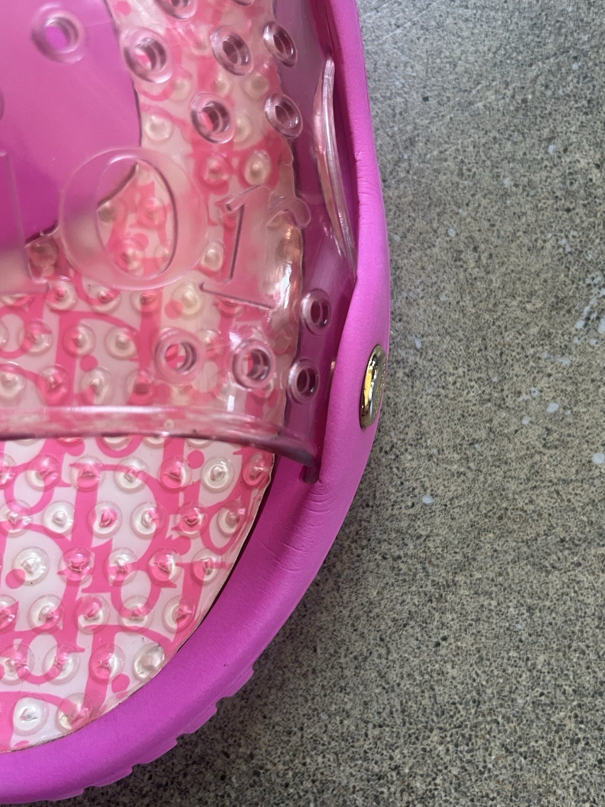 Vintage Christian Dior Galliano Diorissimo Monogram Clear Slide Sandals Pink 42