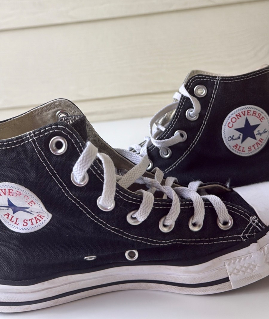 Converse Chuck Taylor All Star High Top Black Canvas Shoes Women’s Size 8 EUC