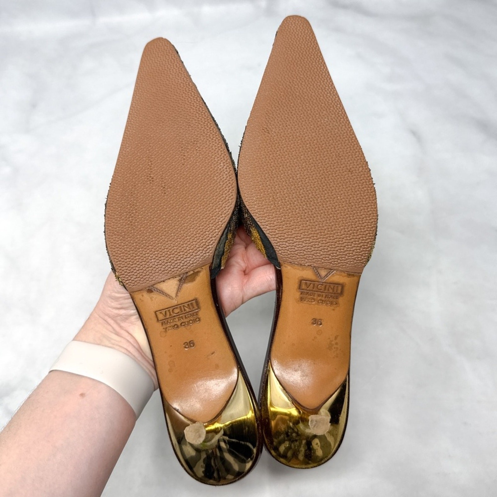 Giuseppe Zanotti Vicini Vintage 90s Y2K Sequin GZ Logo Pointed Kitten Heel Mules