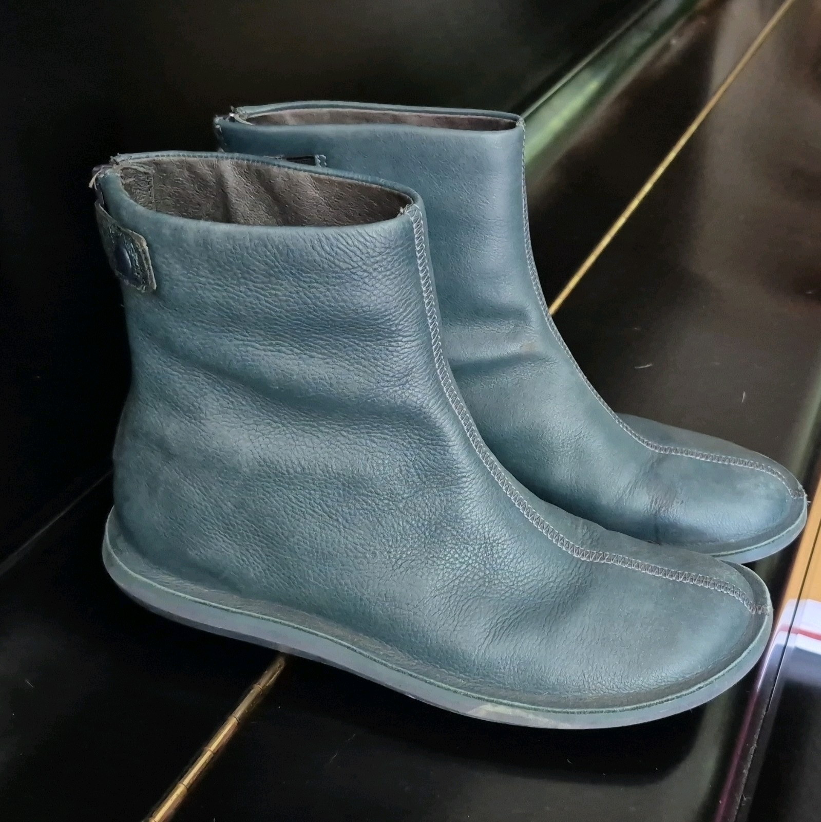Women’s Size 8.5 Teal Blue Camper Beetle Boots Leather Energia Humana