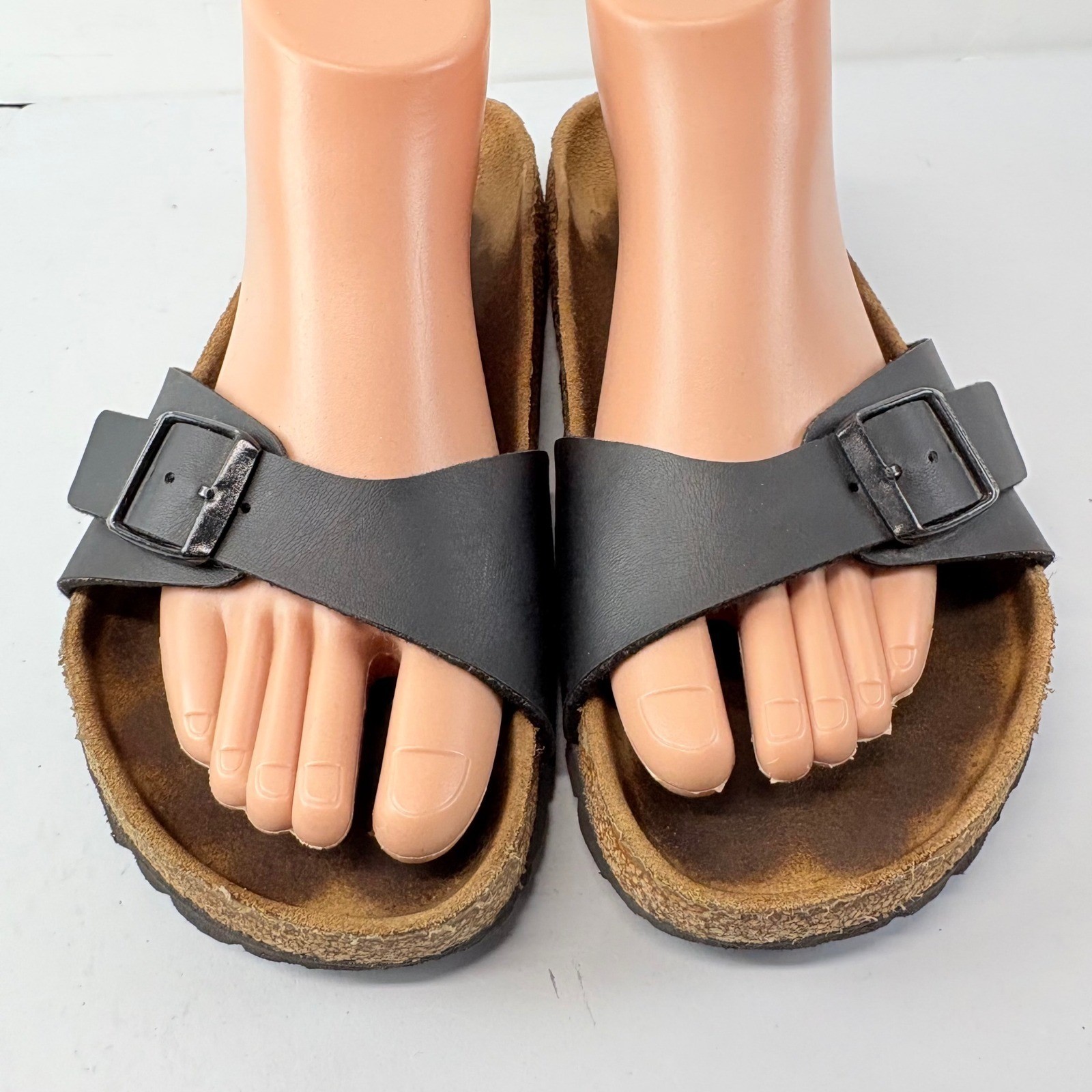 Birkenstock Madrid Sandals Women 37 6 6.5 Black Birko-Flor Slide Regular/Wide