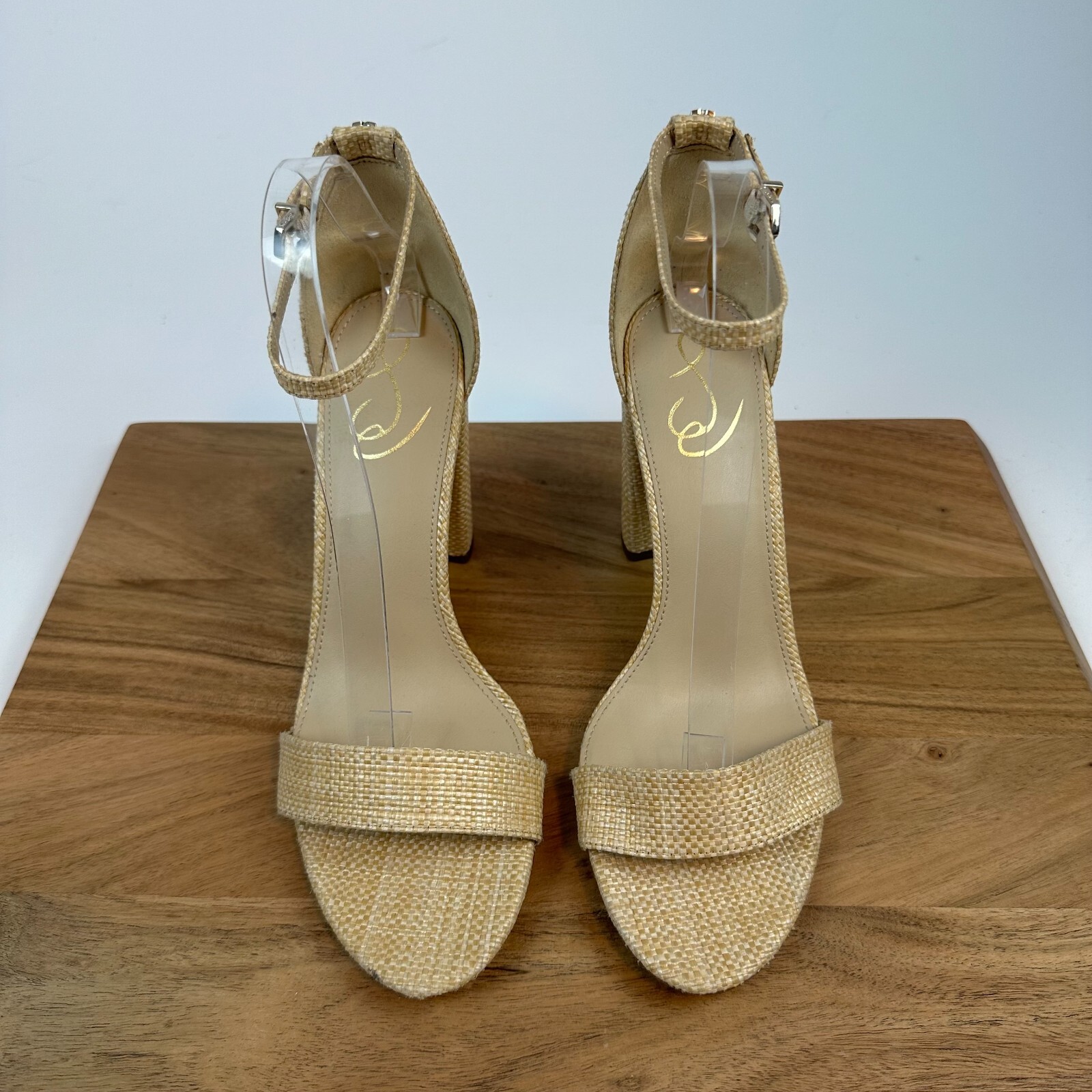 Womens Sam Edelman Yaro Tan Open Toe Ankle Strap Sandal Block Heels Size 11 M