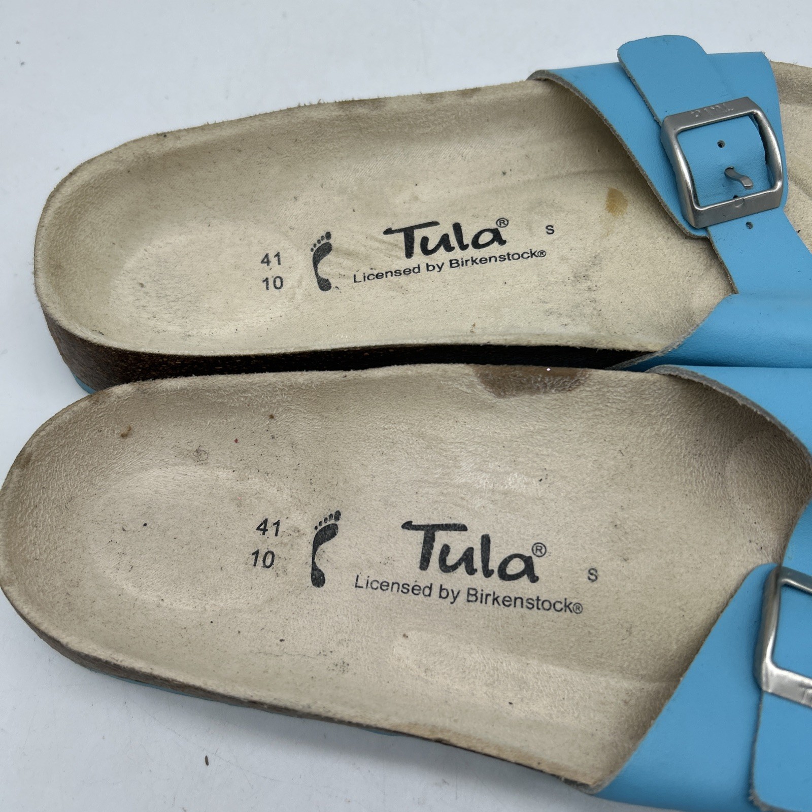 Tula by Birkenstock Slide Sandals 41 / US 10 Blue Buckle Cork Footbed Comfort