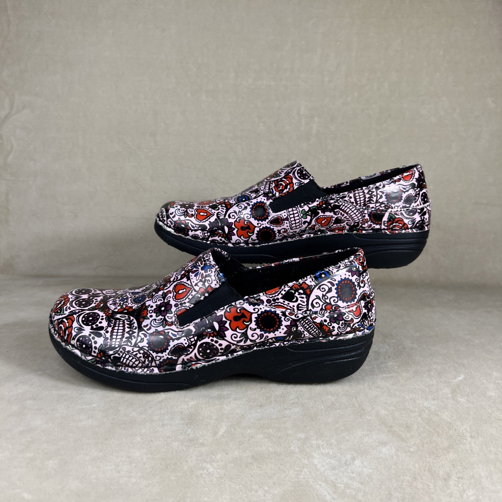 Spring Step Ferrara Day Of The Dead Clogs Women Sz 5.5 Slip-On Preloved