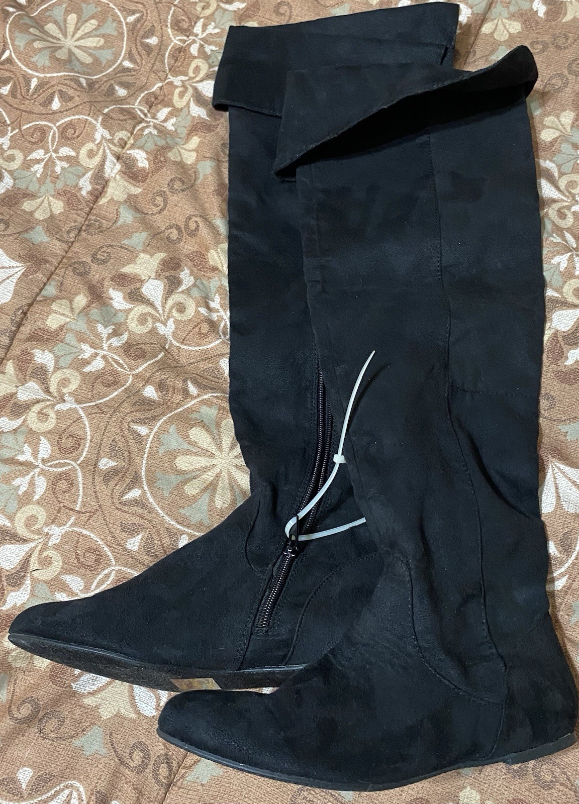 Black,suede Winter Long Boots For Women Size 6, 24 Inches Long