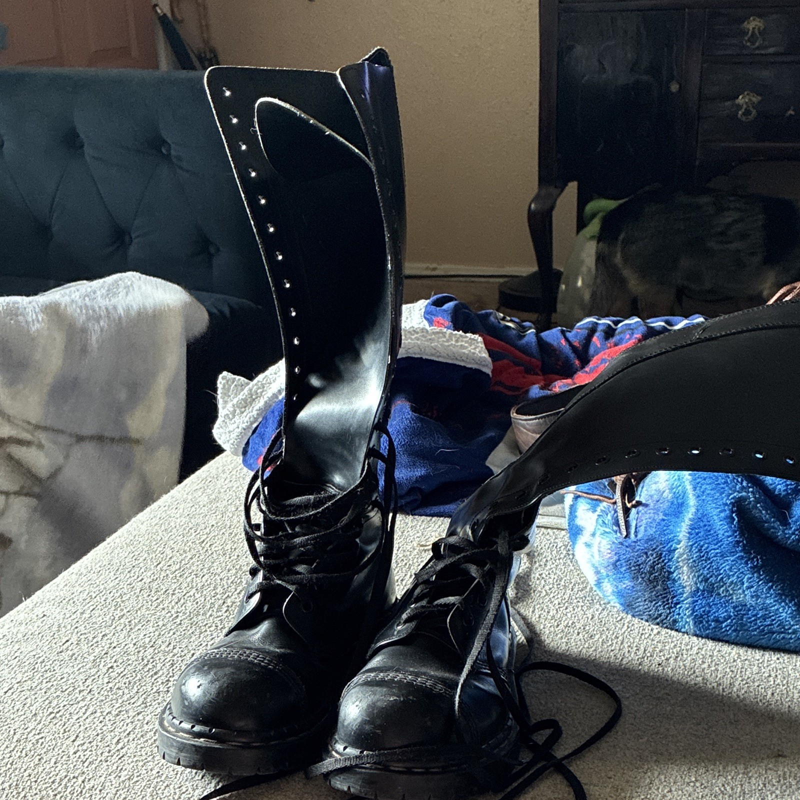 Gripfast Black Knee High Leather Lace-Up Combat steel toes made in England