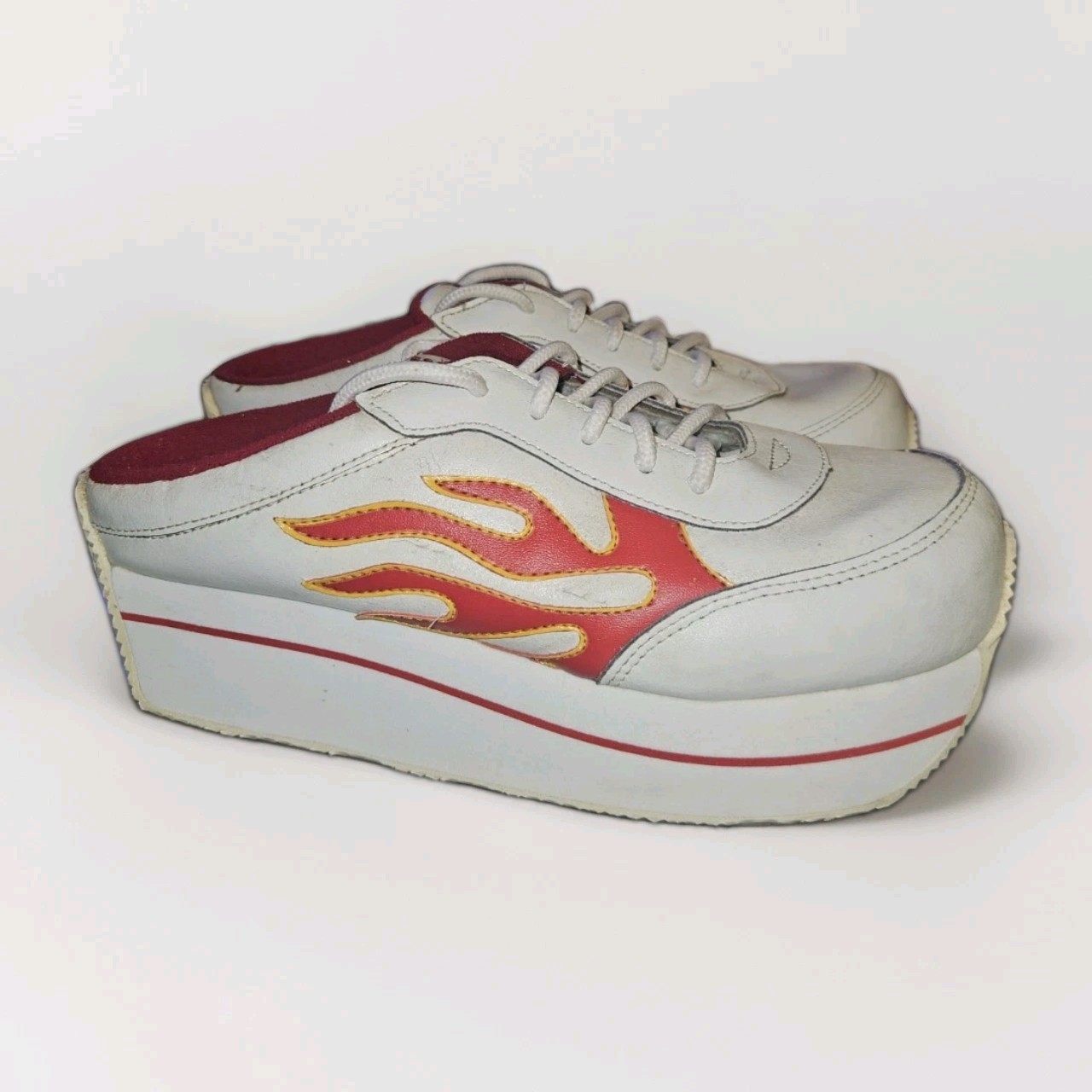 Vintage Y2K Volatile Arson Flame Platform Open Back Sneakers Womens Size 10