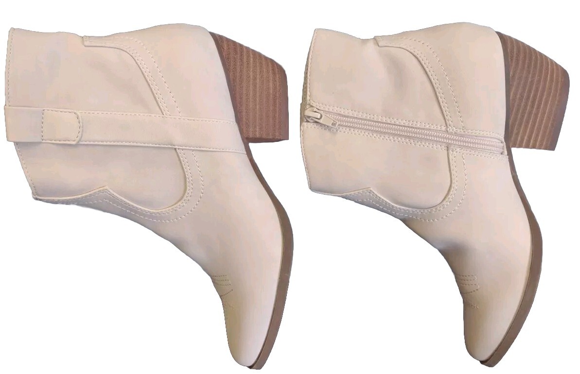 Dolce Vita Western Boots Woman’s 8.5 Ankle Beige Smooth Faux Suede Cowboy Shoes