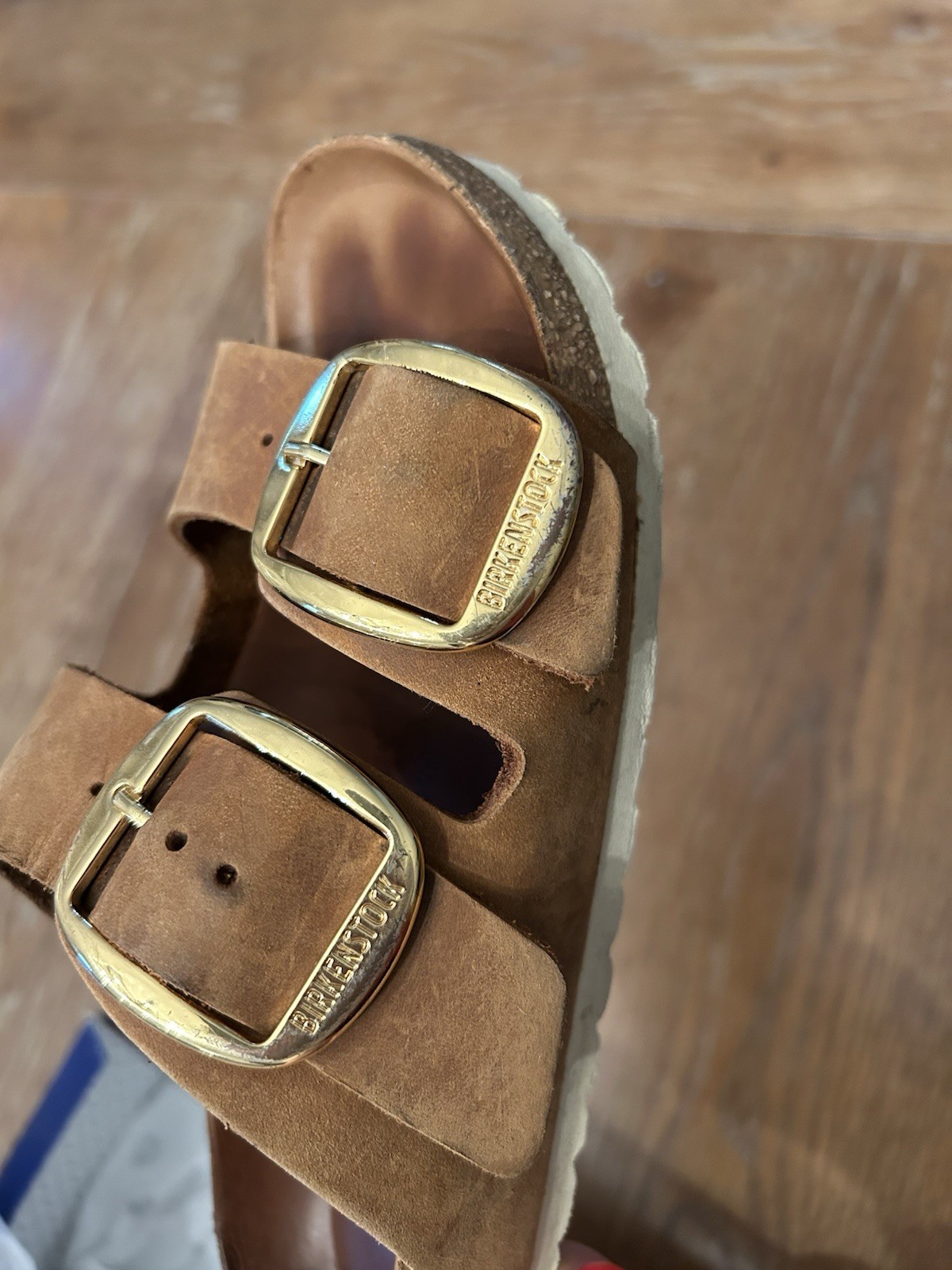 BIRKENSTOCK WOMEN’S BIG BUCKLE CANVAS SANDALS COGNAC EU 36 US 5/5.5