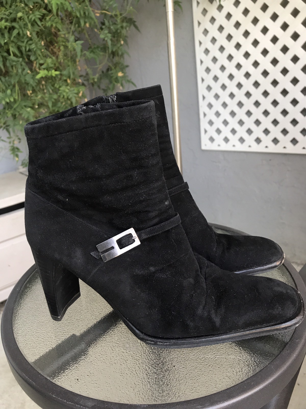 IDA MARCHINI $203 Made in Italy Womens Black Suede Ankle Boots Sz 35.5 / US 6