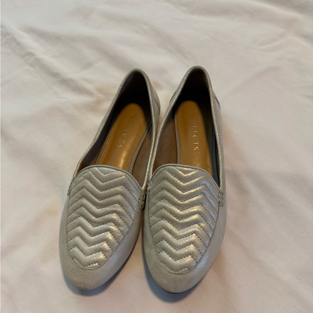 Talbots Silver Chevron Loafers