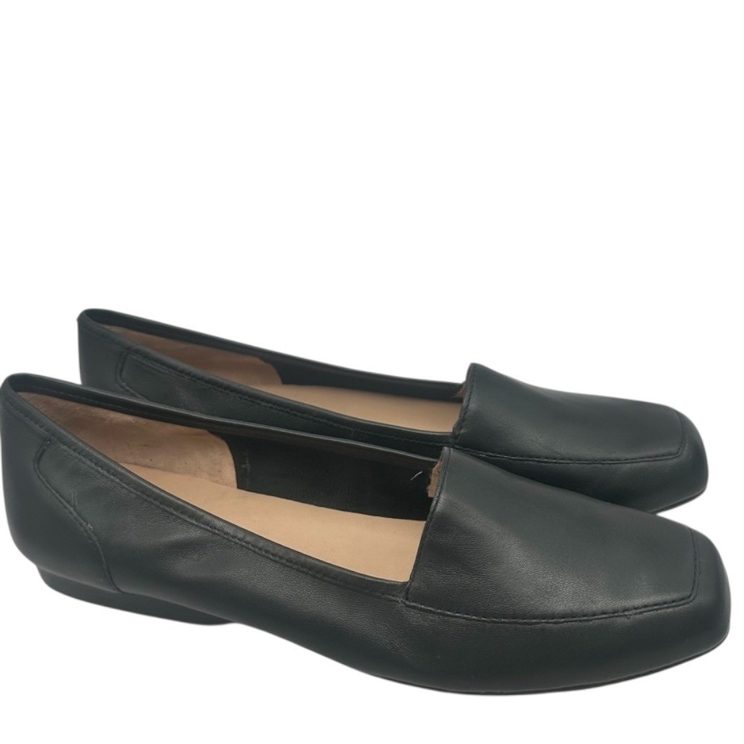 Array Black Leather Loafers Size 10N Narrow Slip On Flats