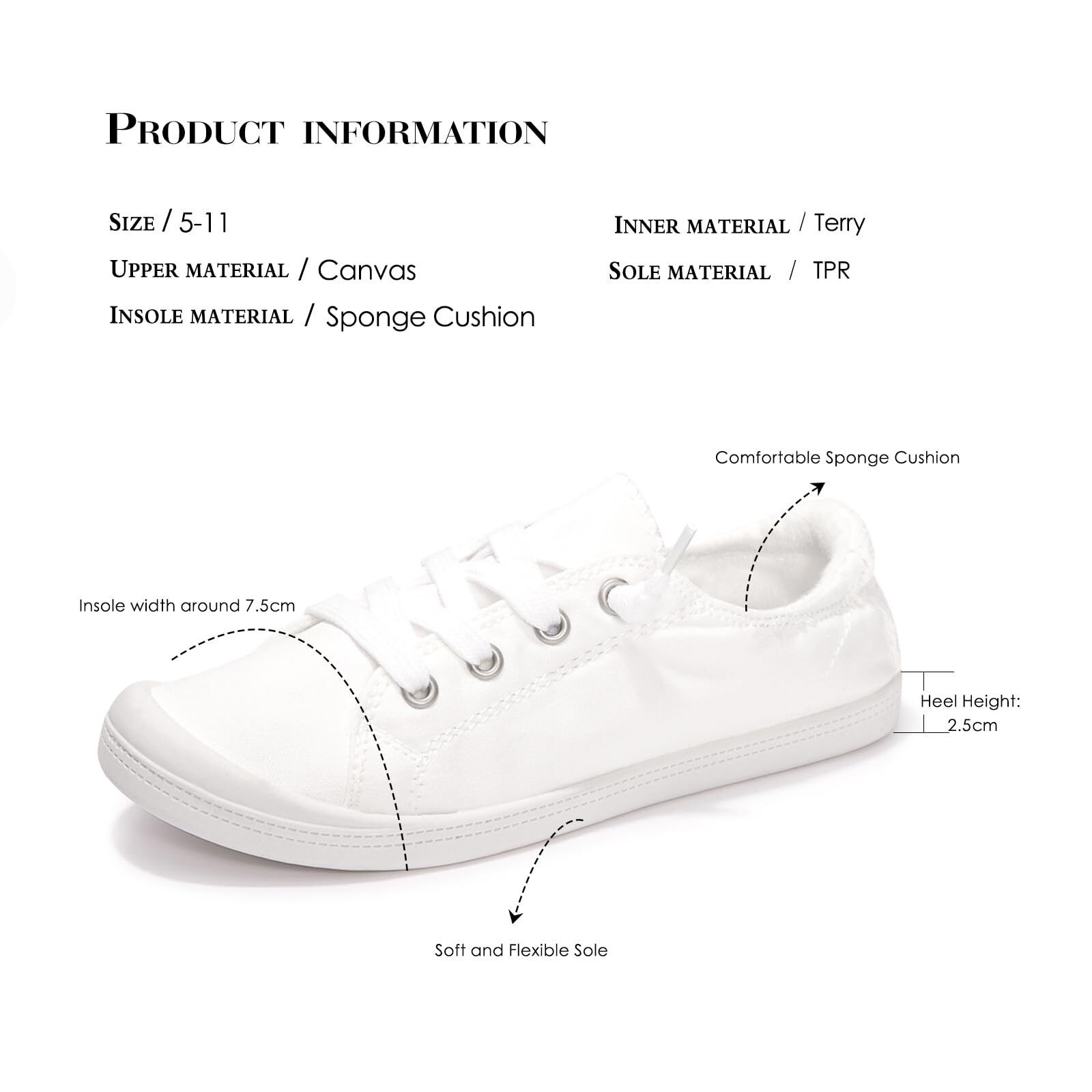 Women Canvas Slip On Sneakers Lightweight Non Slip Casual Walking Flat Shoes