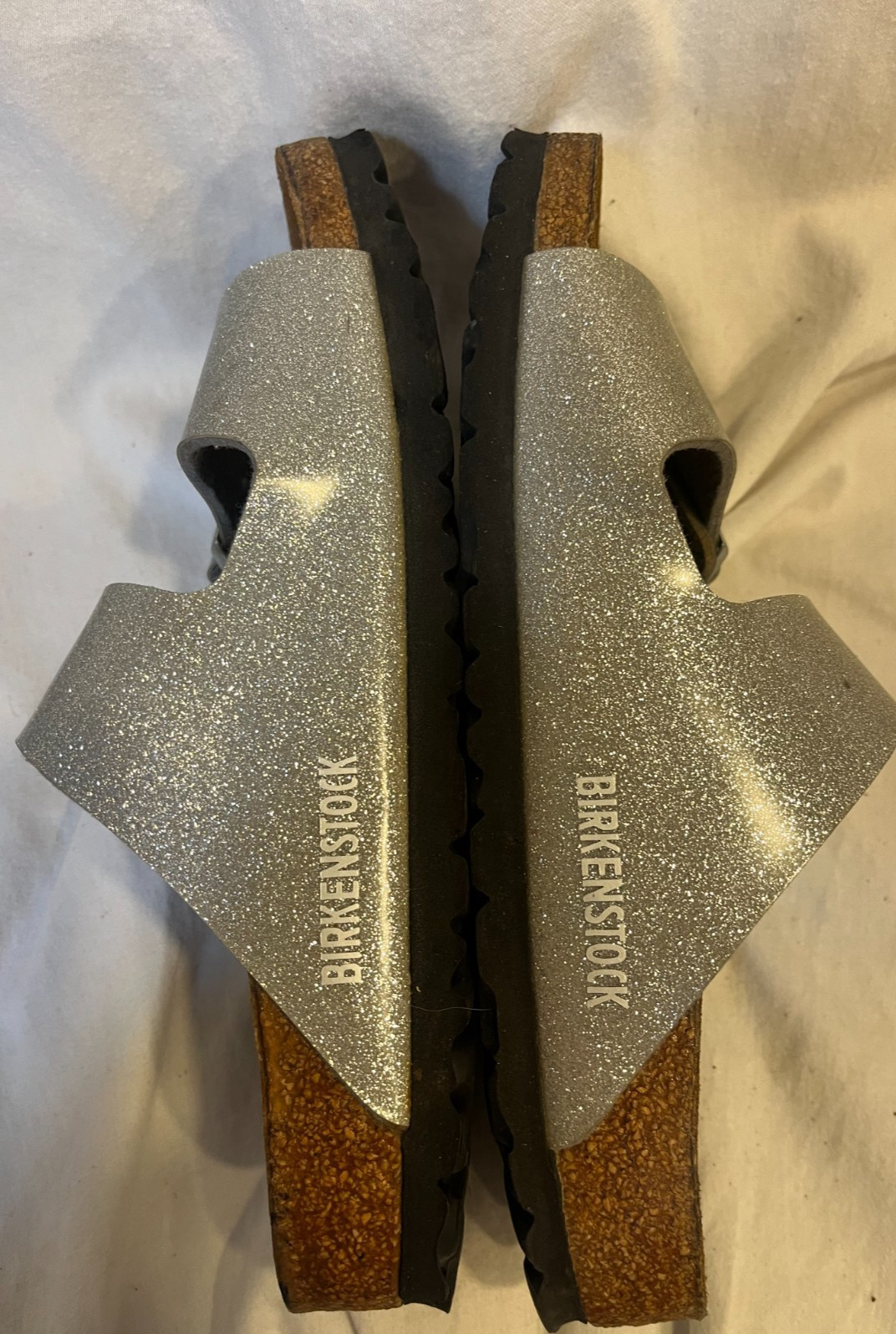 Birkenstock Arizona Shiny Glitter Silver Sandals Soft Footbed EU 36 US 5 5.5 N