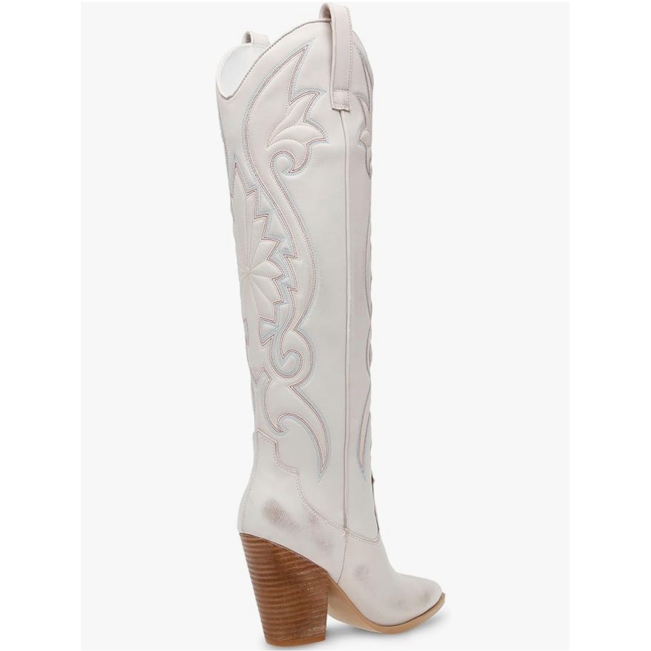 Steve Madden Women’s Leather Lashes Western Boots Distressed White Size 8.5M