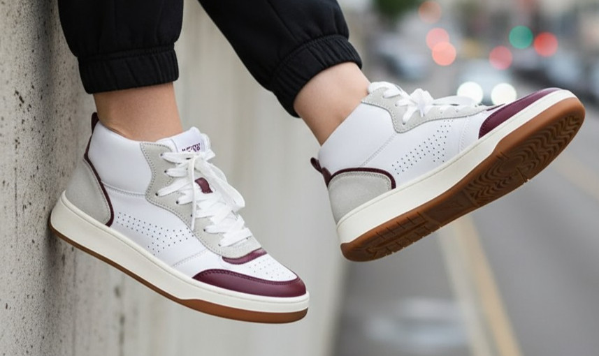 NEW Steve Madden Genium Leather Women’s Sneakers Shoes White Burgundy size 6