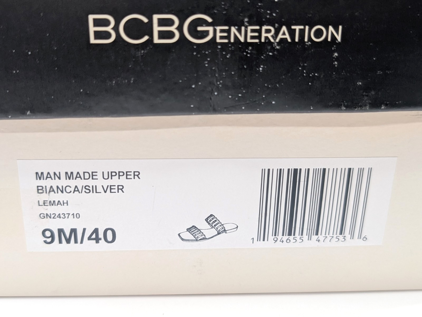 BCBGeneration Lemah Bianca/Silver Women’s Double Band Flat Sandal – Size 9 NWB