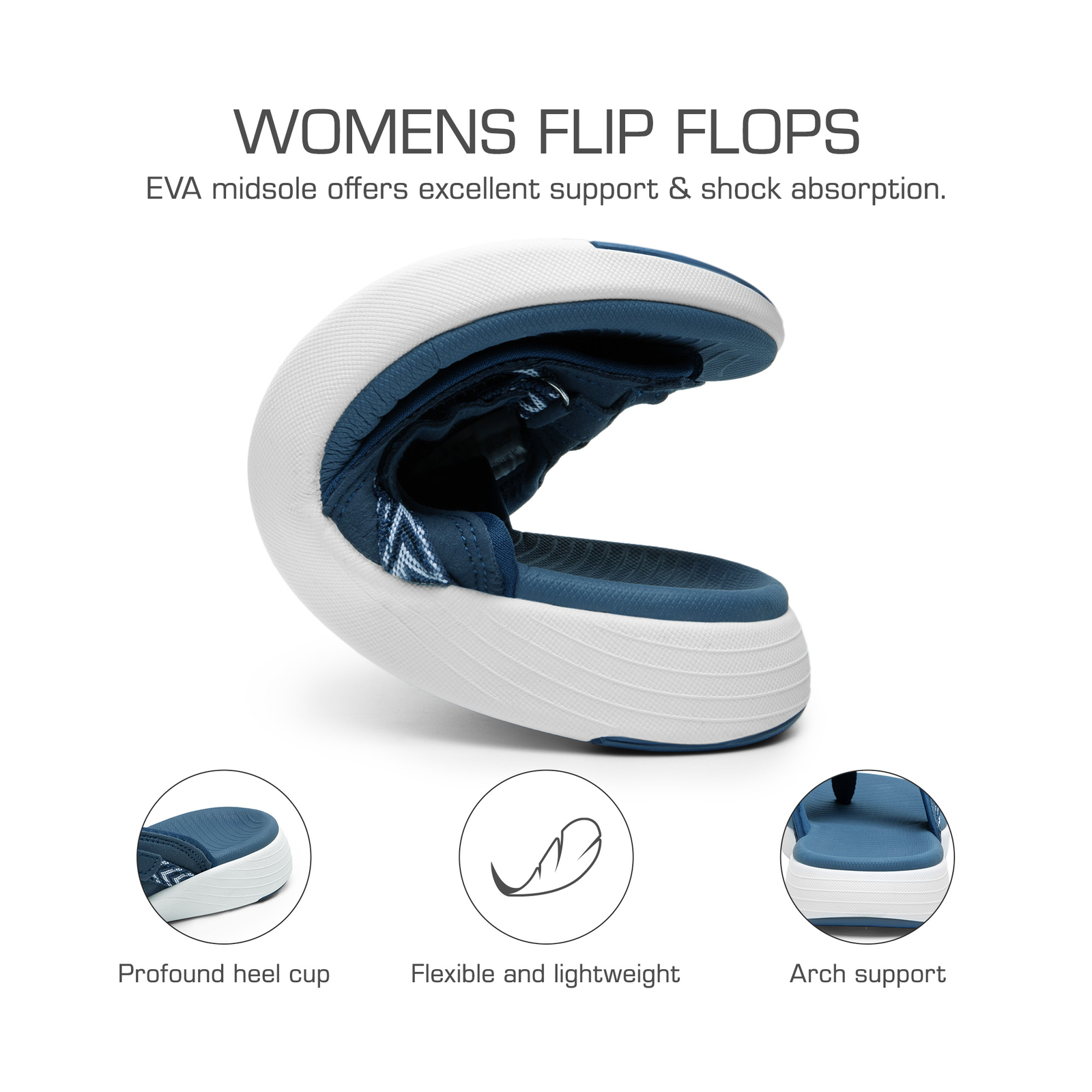 Women Summer Flip Flops With Arch Support Air Cushion Beach Walking Sandals NEW