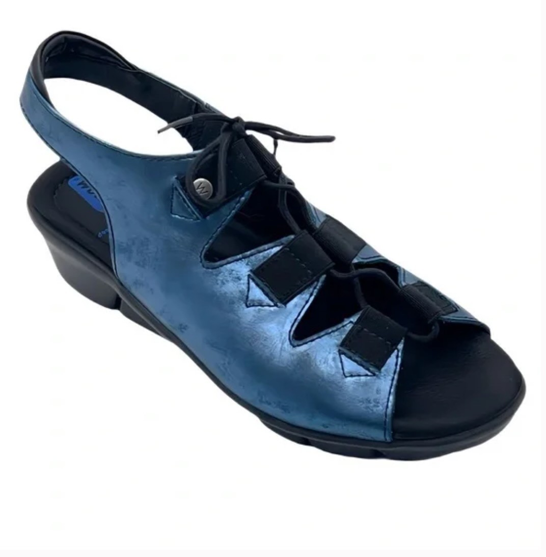 WOLKY Blue Metallic Arena Wedge Sandal EUR 41 US 10.5 $175 NWT!