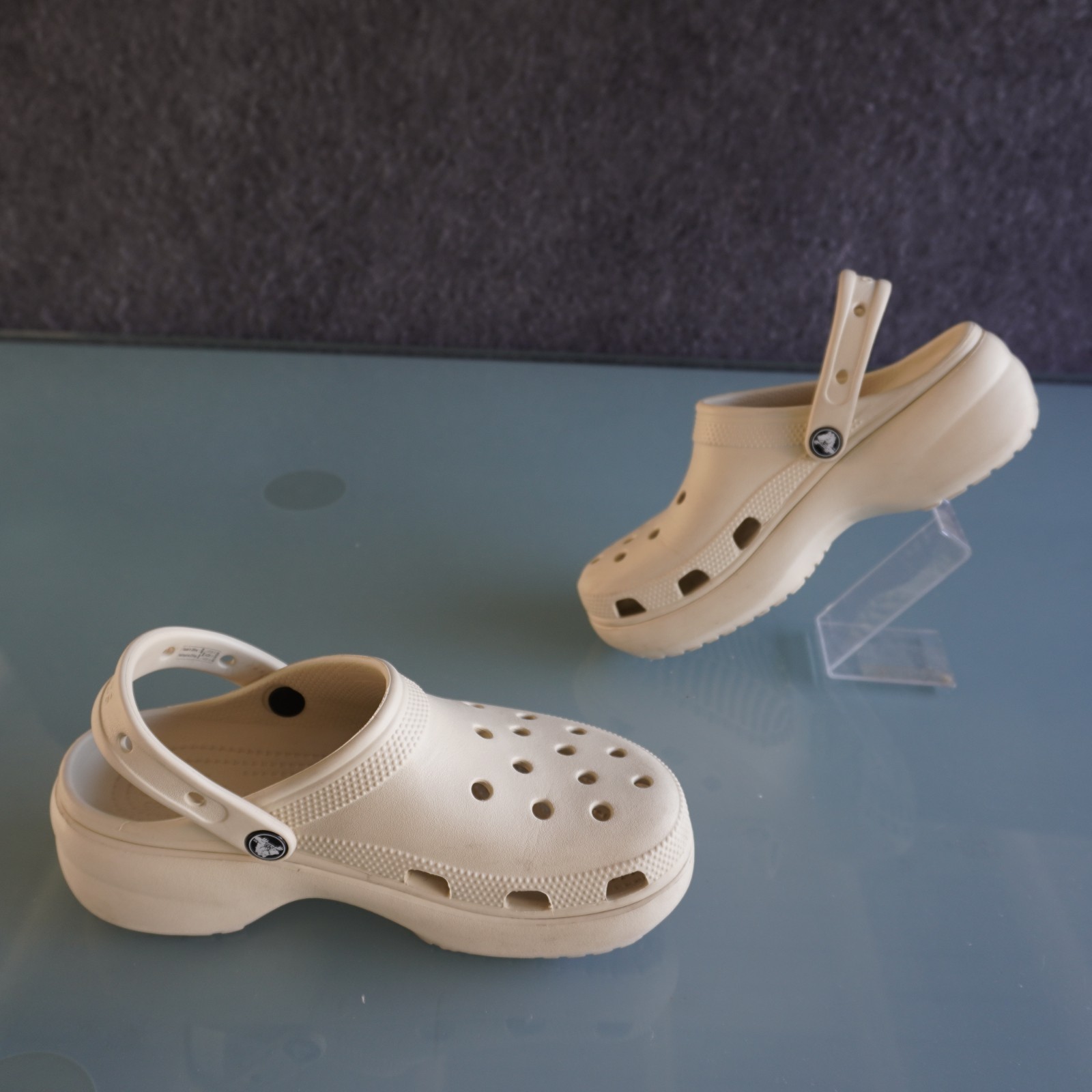 Crocs Women Classic Platform Clog Bone Beige Size 8 W8 Comfort Sandal 206750