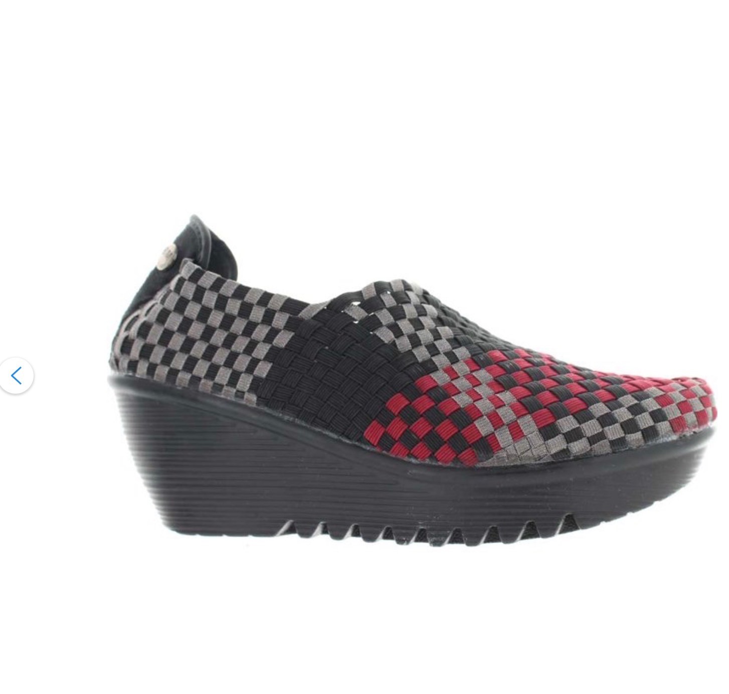 Bernie Mev GEM Women’s Wedge Slip-On Burgundy Combo Woven stretch Comfort NWB