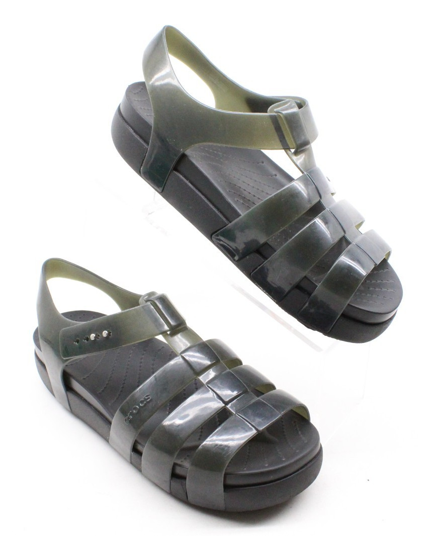 Crocs Splash Women’s 9 US Glossy Black Fisherman Platorm Sandal 209267