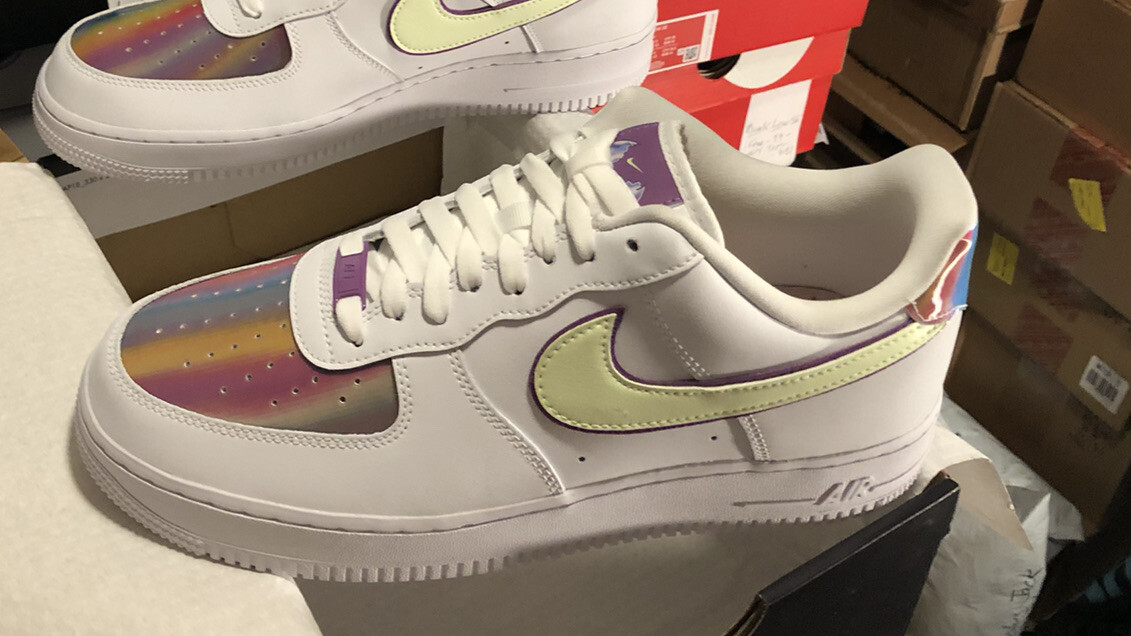 Nike Womens Air Force 1 Low Easter White Barely Volt Blue CW0367-100 Size 11