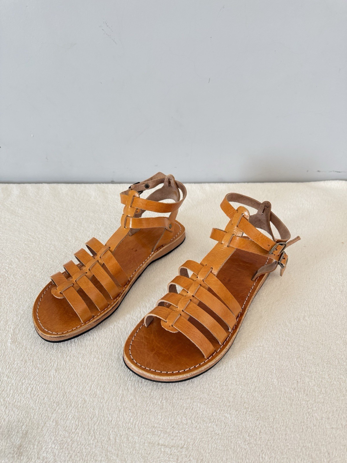 Handcrafted Genuine Leather Women’s Sandals – Five-Strap Cognac | 100% Handmade