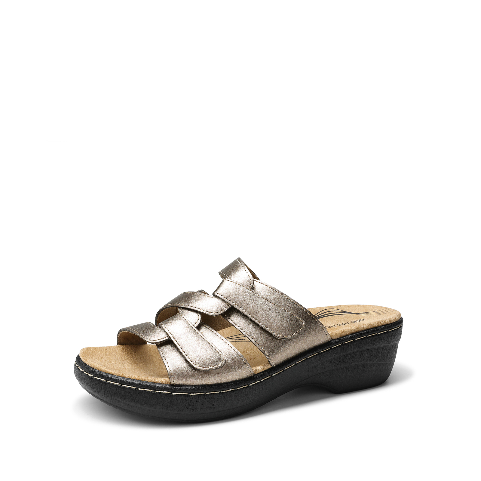 Women Summer Arch Support Slide Sandals Adjustable Strap Beach Low Wedge Sandals