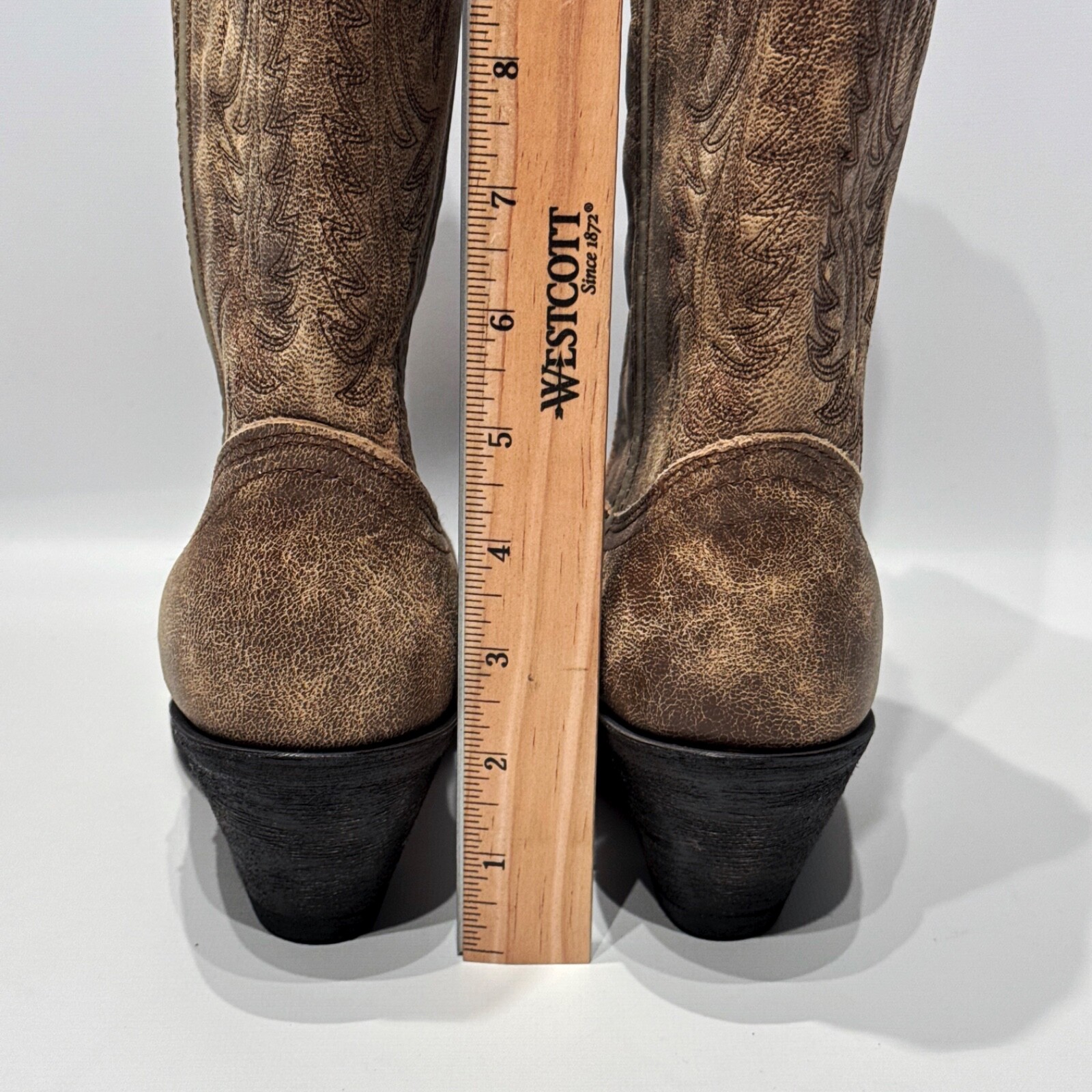 NWOB Rockin’ Country Brown Leather Cowgirl Western Boots Snip Toe Women Size 7M