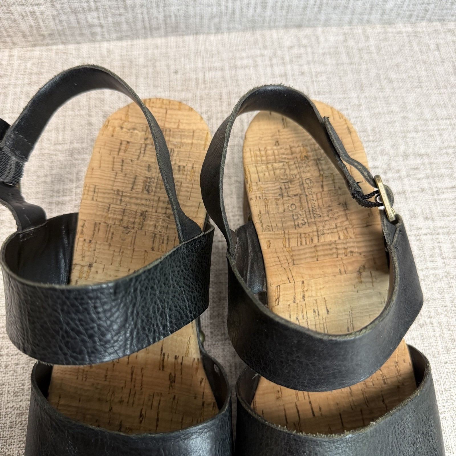 Kork-Ease Sandals Womens Sz 8 Black Leather Sayda Slingback Clogs Platform