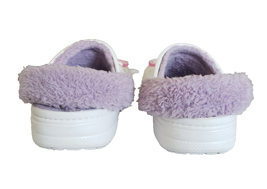 Crocs Baya Lined Fuzz Strap Women’s Size 6 Clog White Lavender 206633-577