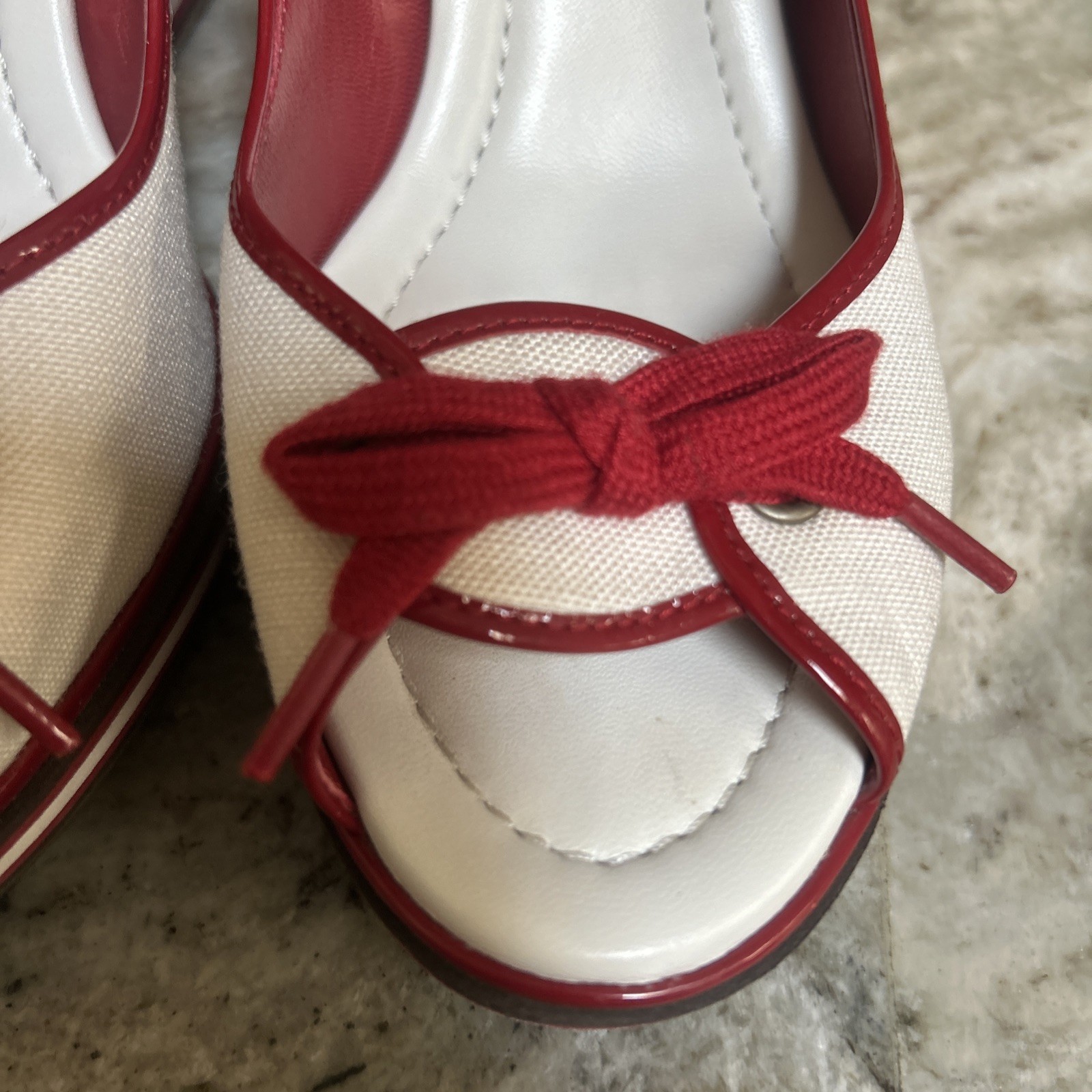 Cole Haan NikeAir G Series Air Tali WedgeRed Patent Leather Peep Toe Rare 8 1/2