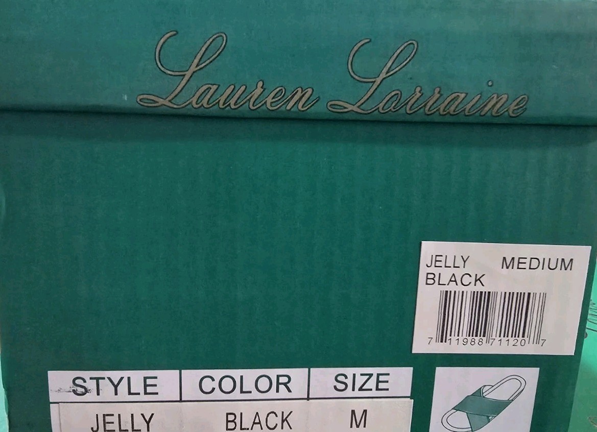 Lauren Lorraine Size 8 Sandals Black Jelly Glitter Slippers Glamorous Chic Shoes