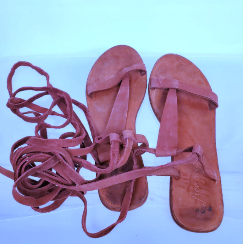 Free People Dahlia Suede Lace Up Gladiator Sandals Womens Size 39 Rust Wrap