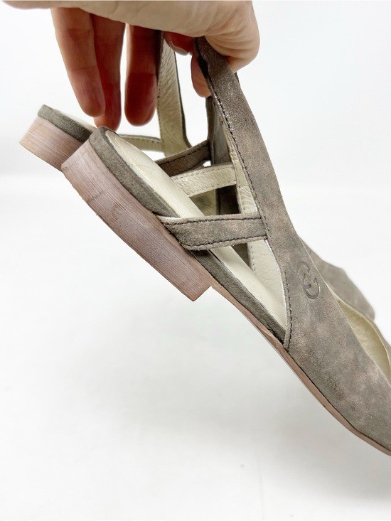 GERRY WEBER TAUPE GRAY METALLIC POINTED TOE SLINGBACK BALLET FLATS WOMENS SZ 8