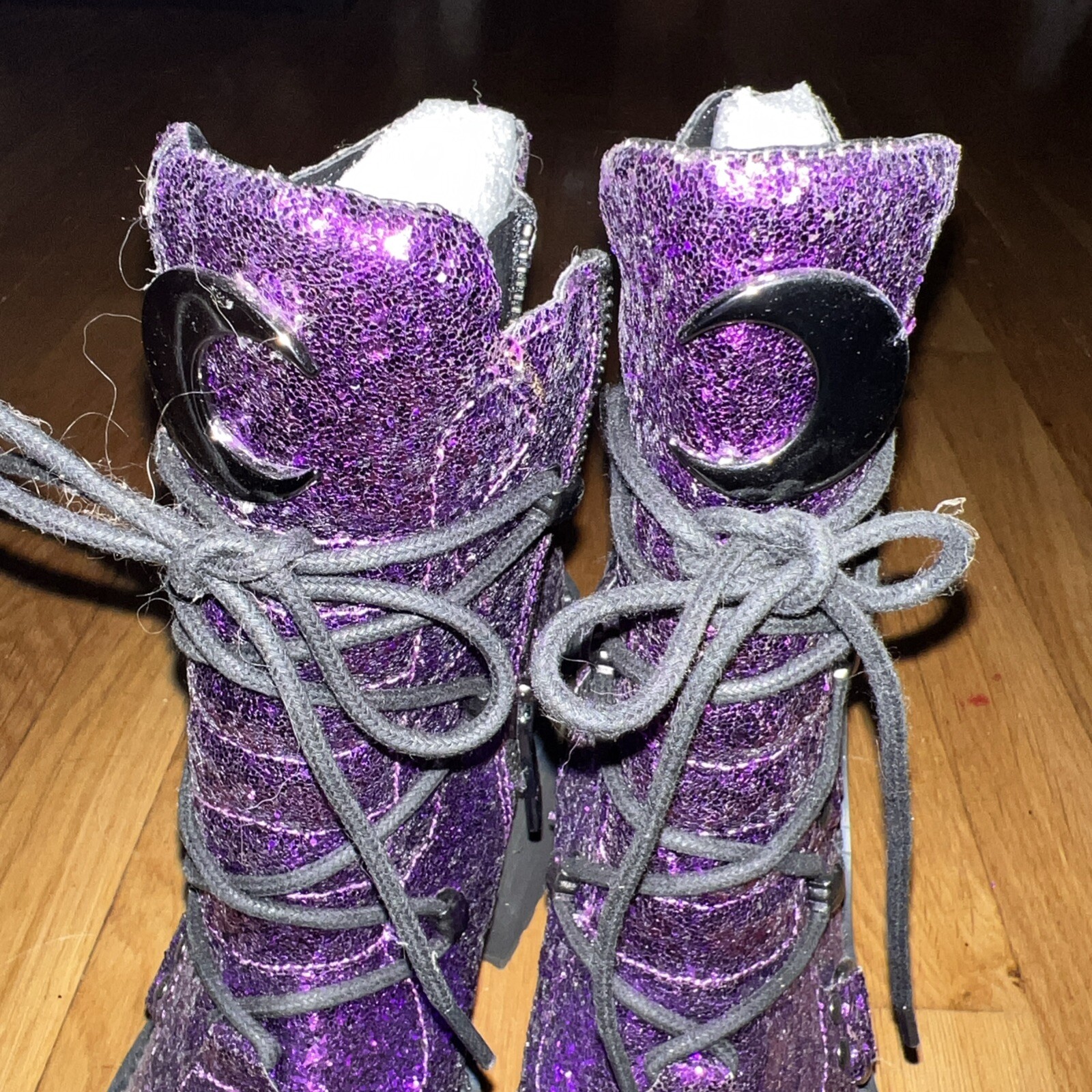 Killstar Platform Boots Heels Size 5 Glitter Purple Cosplay Goth Halloween NWOB