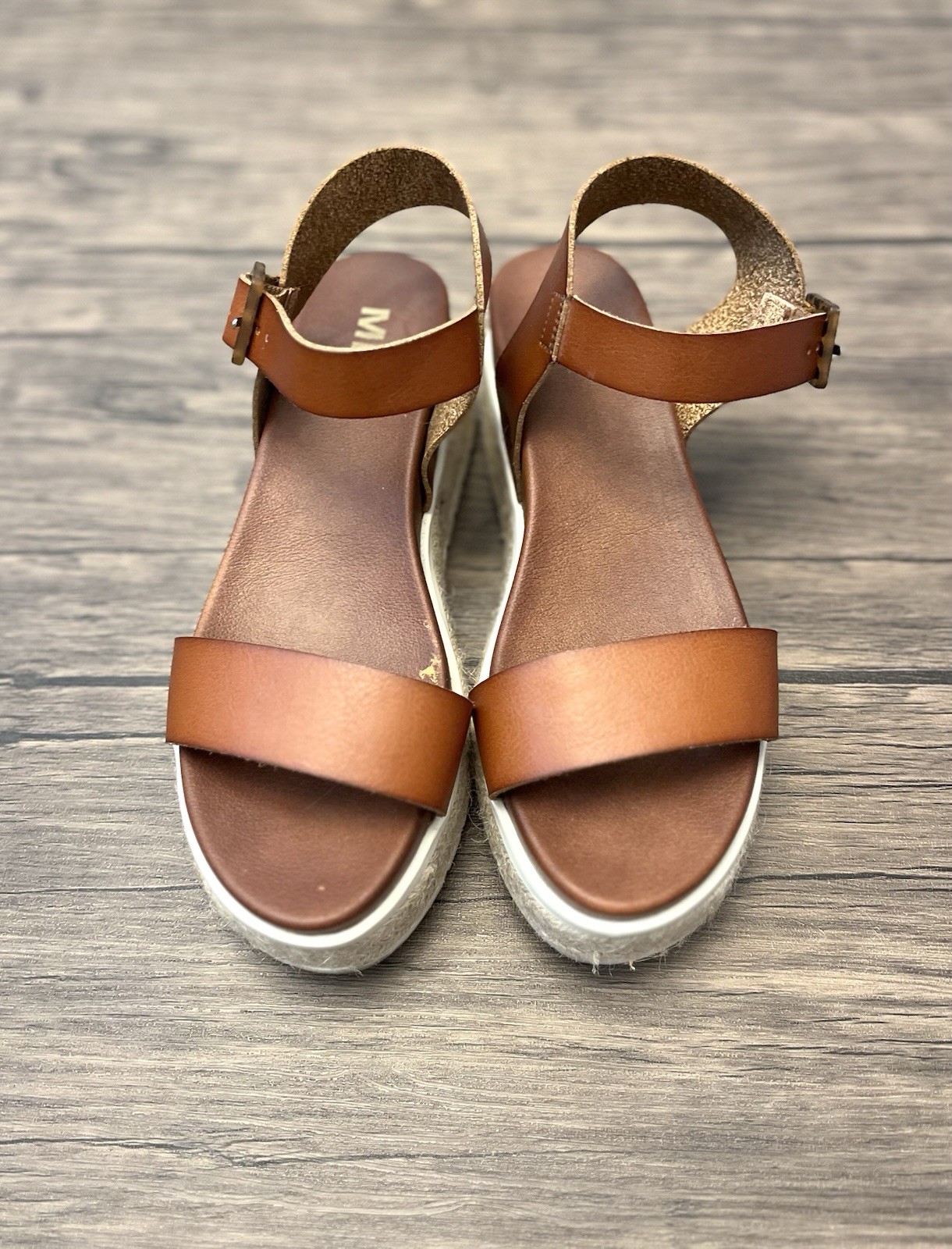 MIA Brown Kiera Platform Ankle Strap Buckle Sandals Synthetic Upper US 6.5