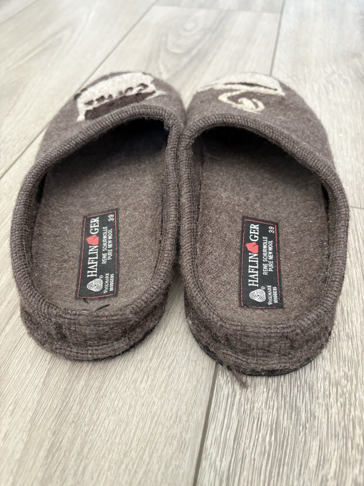 HAFLINGER COFFEE INDOOR WOOL SLIPPERS COMFY SZ US 8 EU 39 Brown Wool