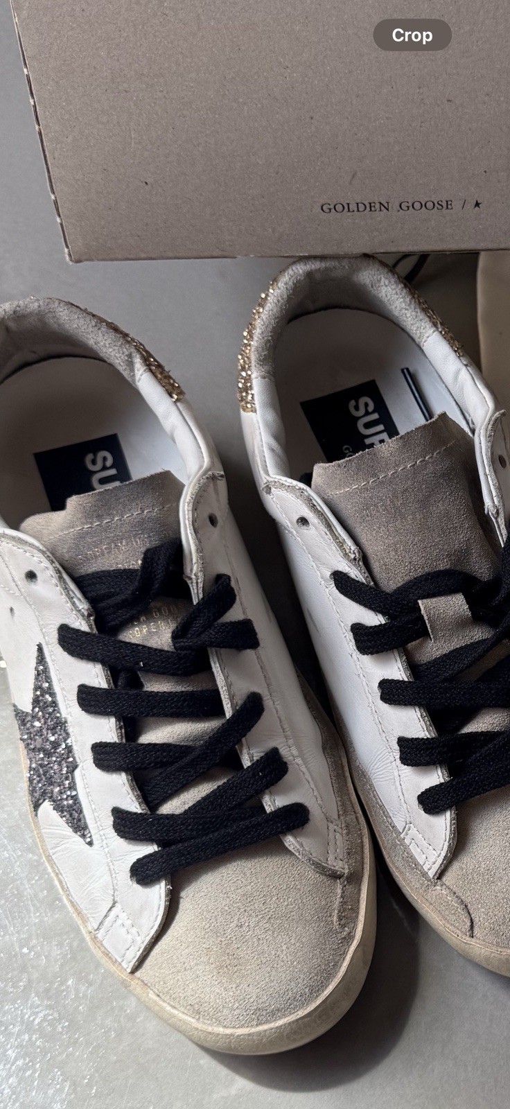 Size 6 or size 36 EU -Golden Goose Superstar White Gold Glitter GWF00102-F005358