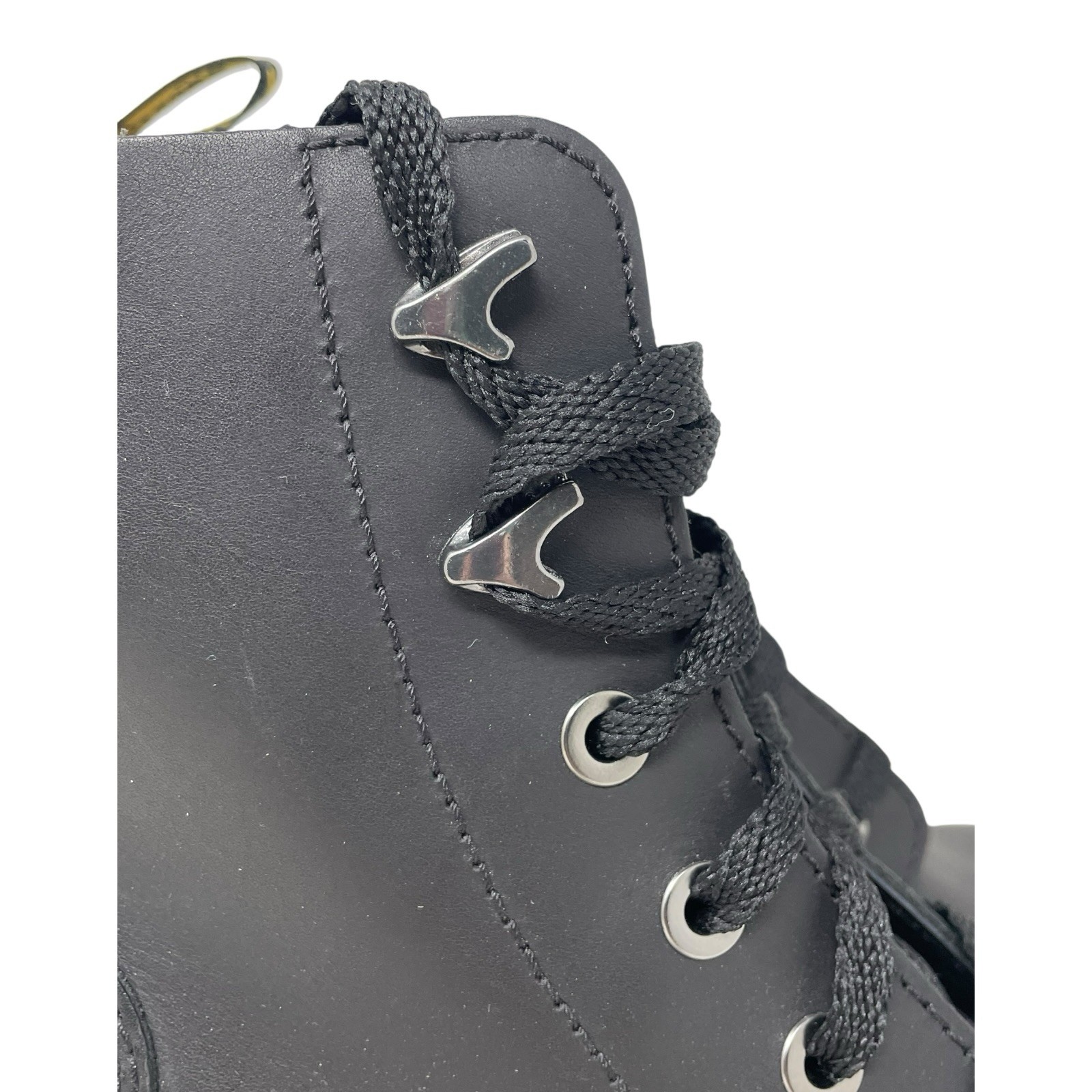 Dr Martens Doc’s Jesy Black Leather Lace-Up Block Heel Combat Boots US 9 L