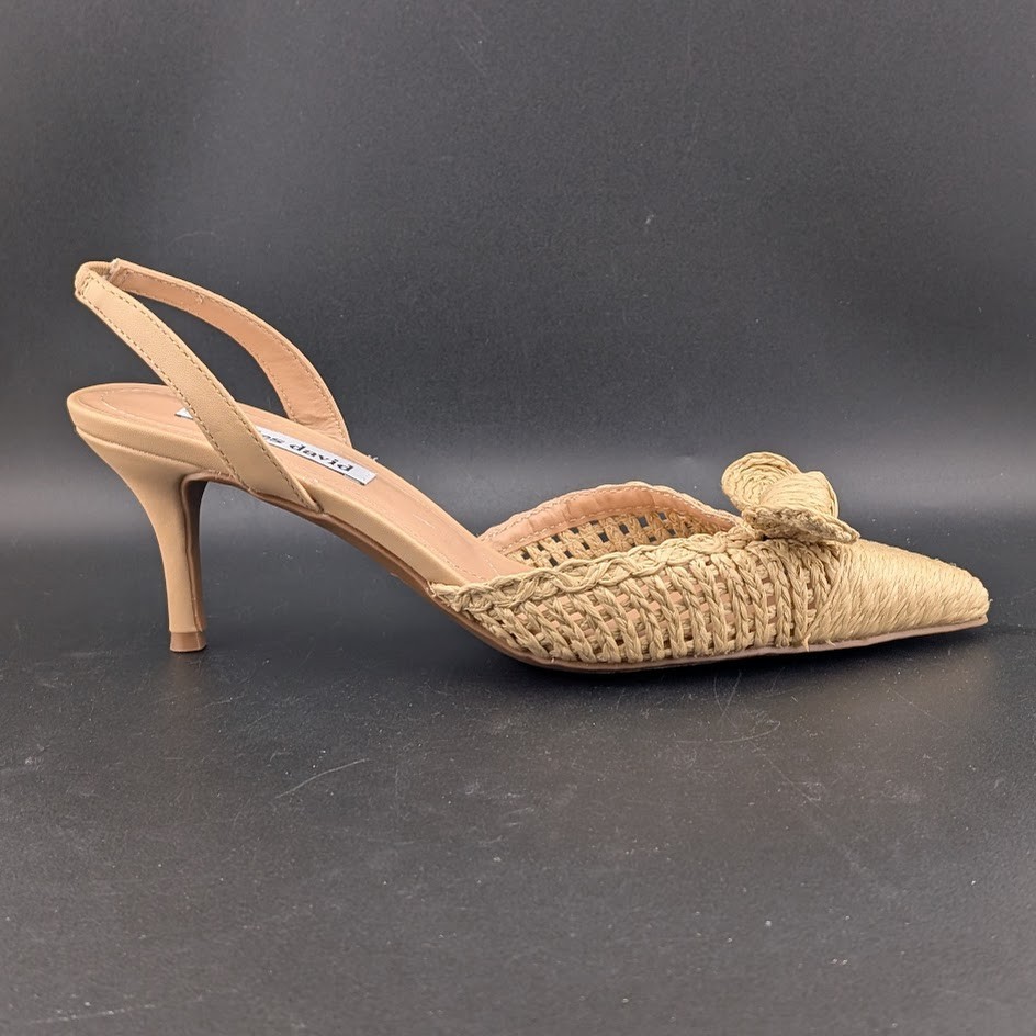 Charles David Allyson Raffia Slingback Pump Heel Shoes Size 8.5 NEW