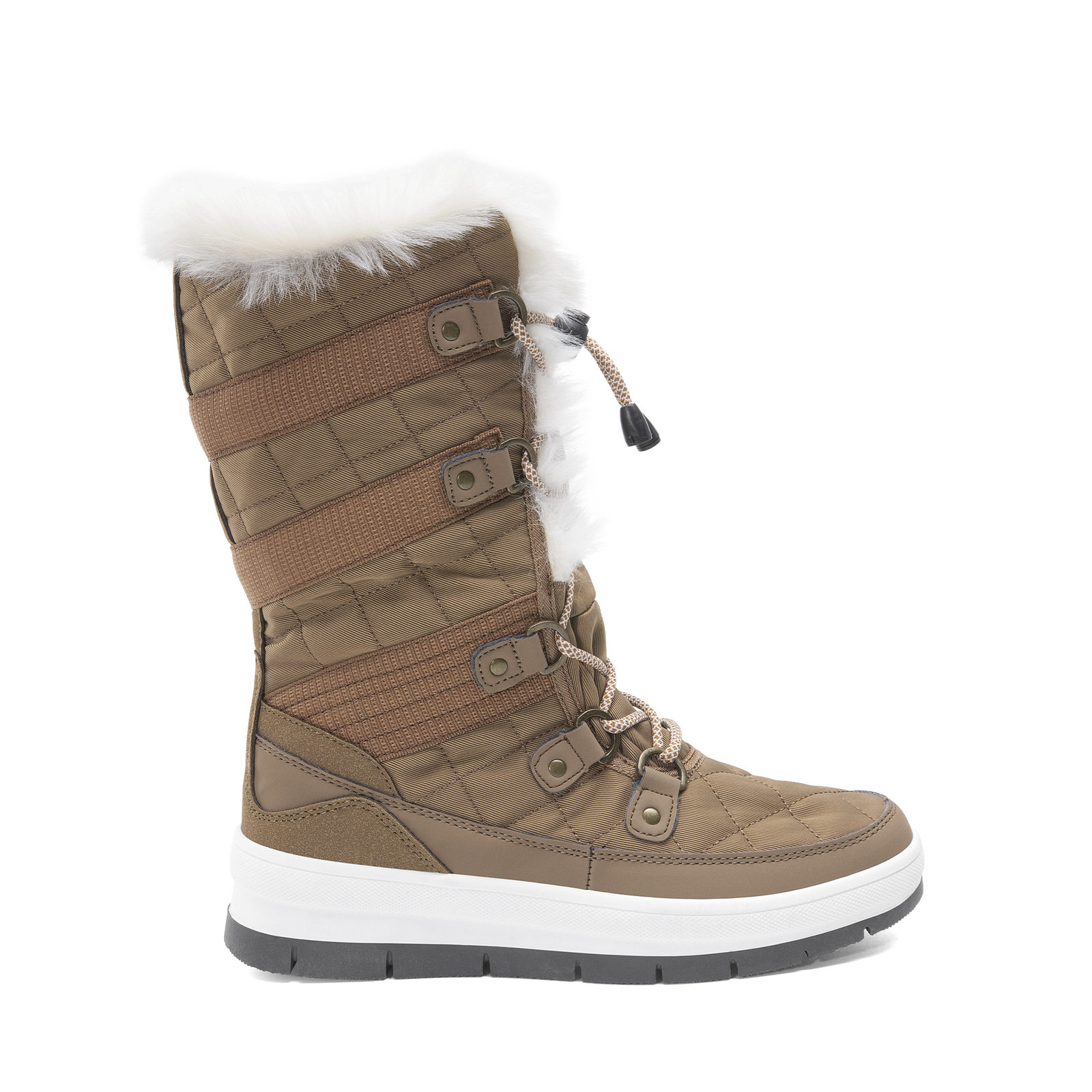 Women’s Snow Boots Soft Warm Fur Lined Lace up Mid Calf Outdoor Indoor Ski Boots