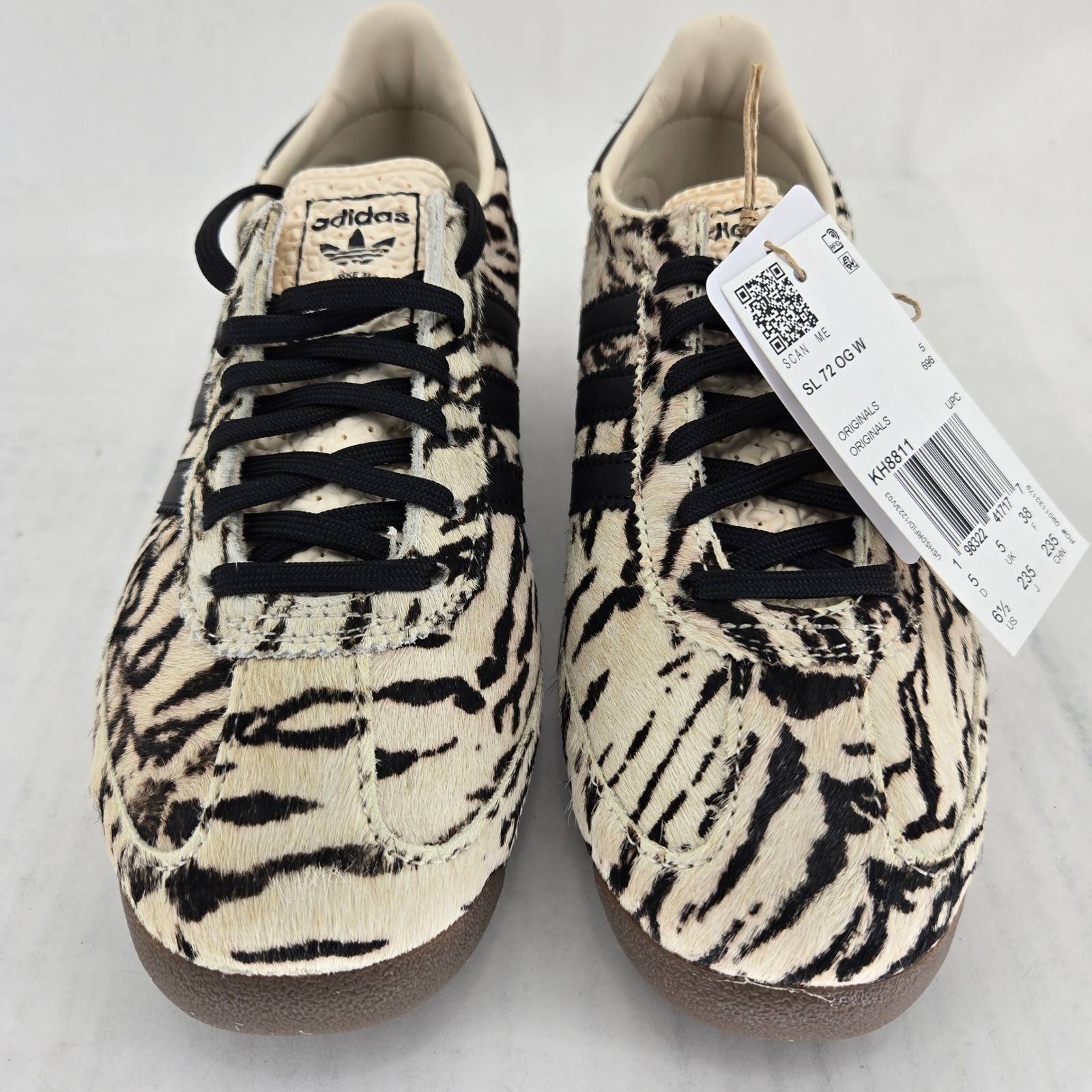 adidas SL 72 OG W Zebra Animal Print Pony Hair Sneakers KH8811 Womens 6.5